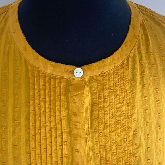 J Jill PL Mustard Yellow Clip-Dot Popover Tunic Top Textured Cottagecore Boho - Picture 10 of 10